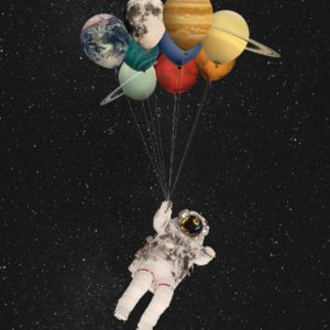 affiche astronaute et planètes boutique de l'espace mede