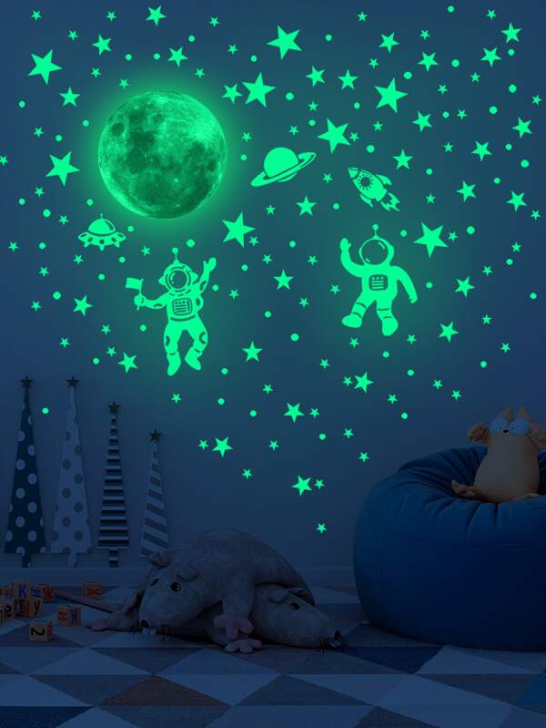 stickers fluorescents astronautes, étoiles, fusées, planètes boutique de l'espace mede